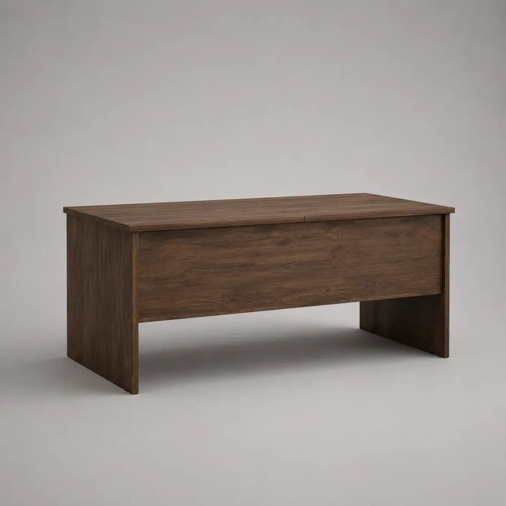 Tavolino rettangolare elevabile in pannello truciolare marrone noce, 100 x 50 x 55 cm