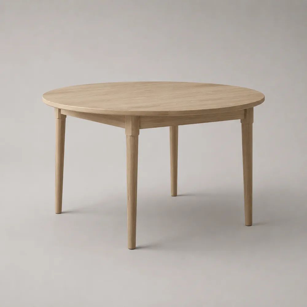 Tavolo da pranzo rotondo in legno massello, rovere naturale, Ø 120 × H 75 cm