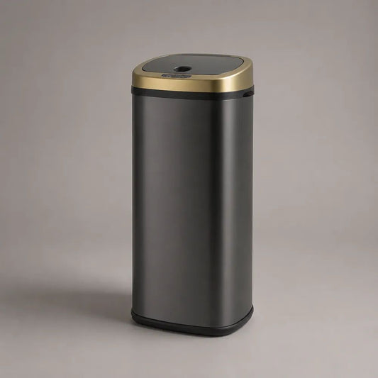 Pattumiera automatica 50 L in acciaio inox nero e oro, rettangolare, 32 x 25 x 68 cm